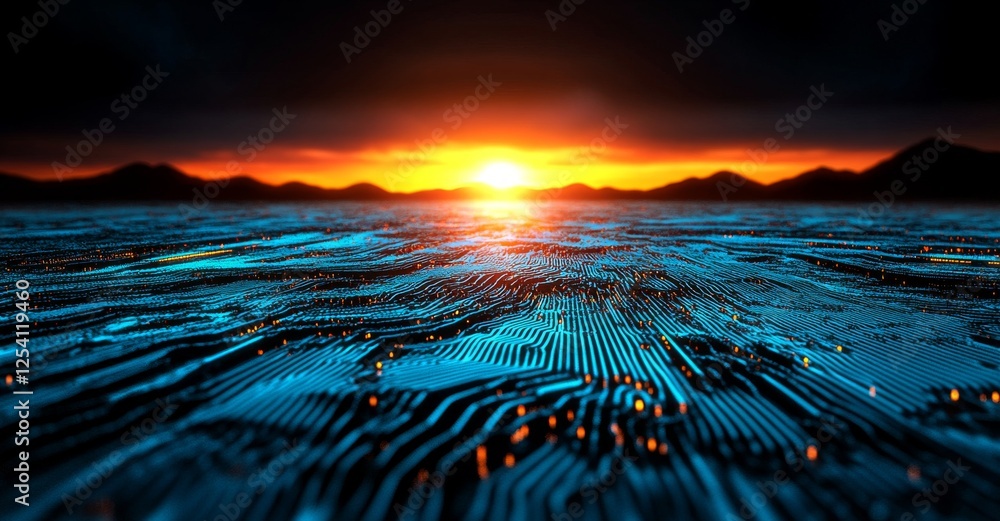 Poster abstract circuit board, a cornerstone of electronic computer hardware technology, interfaces with th