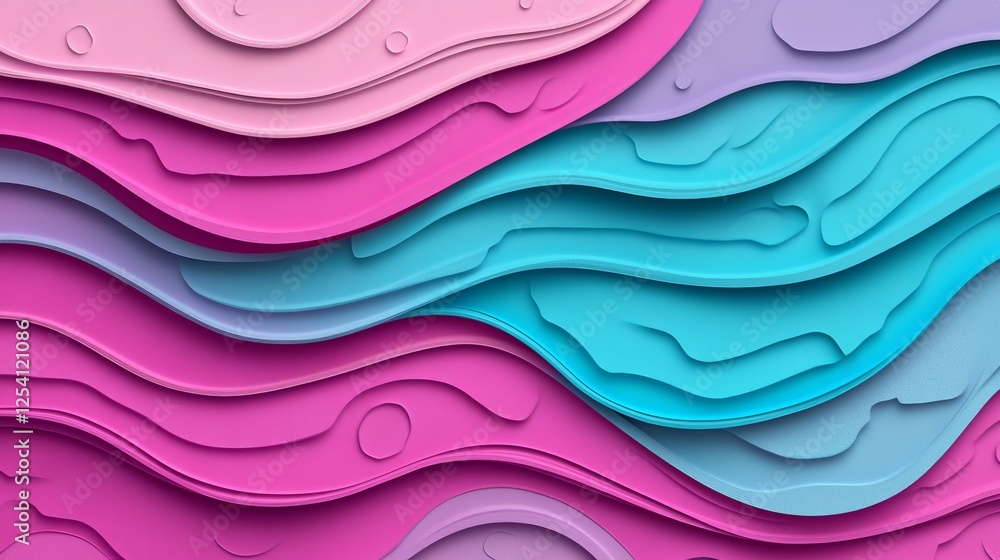 Poster a 3d rendering showcasing an abstract folded paper effect with a bright colorful blue backdrop and a