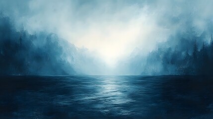 Obraz premium A faint, ethereal blue light casting a subtle glow over a neutral canvas.