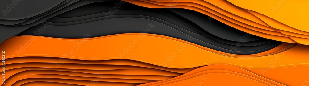 Poster a creative design element with an abstract layered geometric background in orange and yellow hues, c