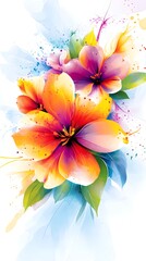 Obraz premium Colorful vector illustration of flowers and abstract background design 