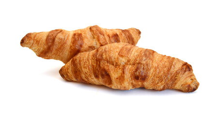 Fresh and tasty croissant over white background