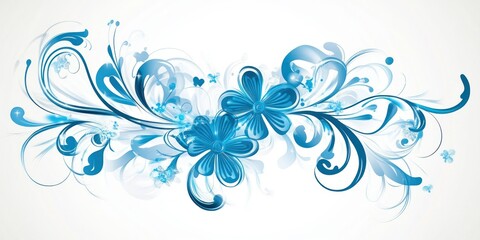 Abstract Blue Floral Design With Swirling Patterns