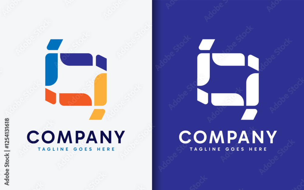 Poster initial letter i logo design. the letters i are colorful and connected to each other in a geometric 