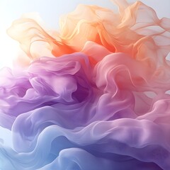 Obraz premium A flowing pastel wave pattern, softly dissolving into a white background.