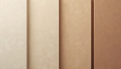 Fototapeta premium Illustration of textured neutral plaster wall in gradient sections with natural earth tones. Beige, brown colors create texture, pattern and vintage design. Interior decorative minimal background.