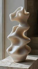 Obraz premium A fluid, natural shape casting a soft shadow on a neutral background.