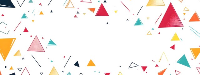 Vector background with colorful triangles and squares on a white background
