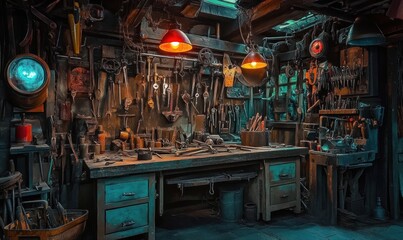Vintage Workshop: A Retro Haven of Tools and Craftsmanship