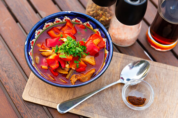 Lagman Uyghur is a popular meat hearty dish of Central Asian cuisine