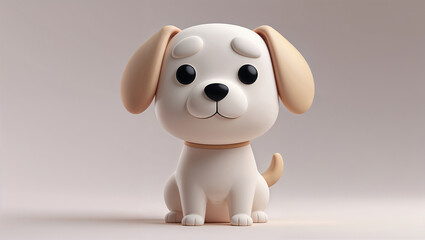 Cute 3D Cartoon Dog with Happy Expression