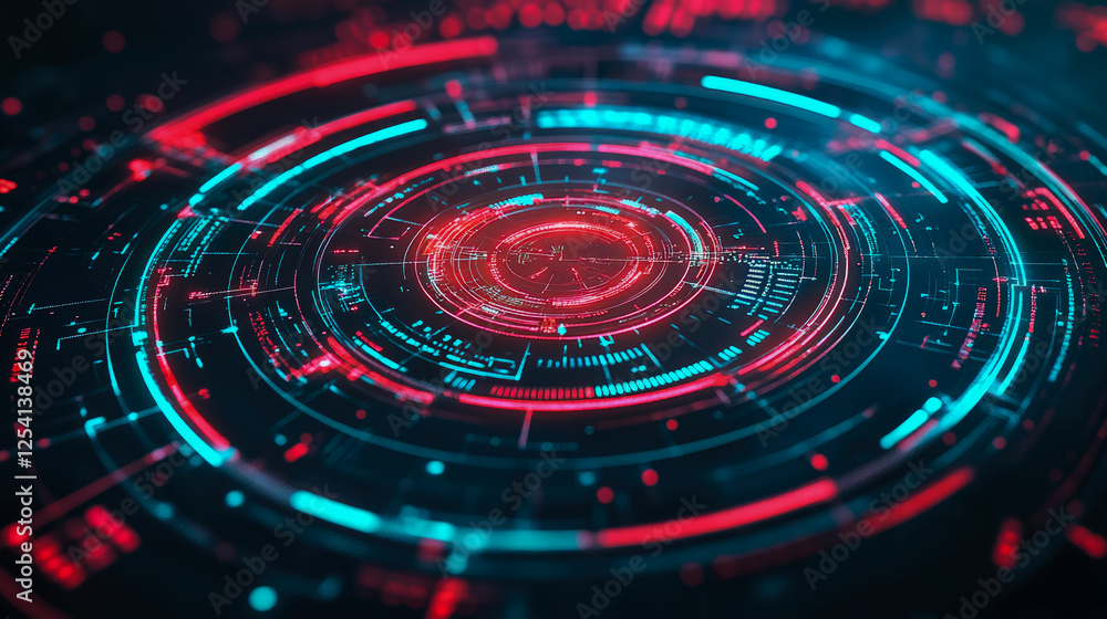 Poster futuristic abstract technology network: complex hi-tech system for sci-fi project and technology bac