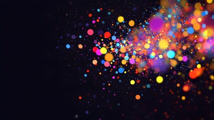 A vibrant burst of colorful dots and streaks against a black background, representing the dynamic nature of digital marketing
