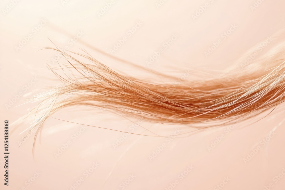 Poster macro shot captures a detailed view of a broken strand of hair against a soft, neutral background. g