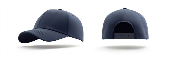 Navy Blue Baseball Cap Mockup Front & Back Views