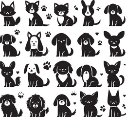 Fototapeta premium set of cats silhouettes