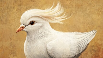 Obraz premium illustration, a white dove of peace with the hairstyle of an US president, cement hairstyle, blow-dry hairstyle, 16:9