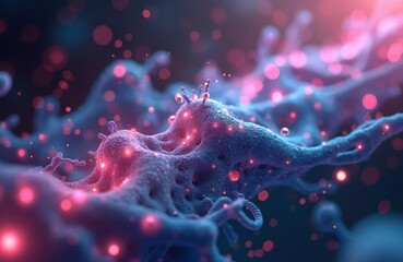 Illustration of antioxidants combating free radicals on skin. Molecular interaction with vibrant colors. Surrealism style complexion nourishment. Scientific visualization therapy, detoxify, vitality,