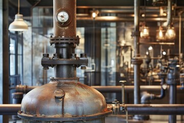 Fototapeta premium Industrial Pipework: A Rusty Relic of a Bygone Era
