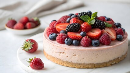 Strawberry Cheesecake with Mixed Berries
