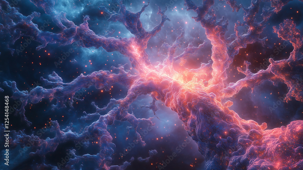 Poster Exploring the colorful pathways of a neuro-map in vibrant abstraction