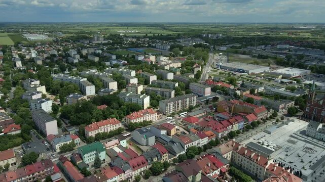 Miasto Kutno, Polska, powiat kutnowski, wojew&oacute;dztwo Ł&oacute;dzkie, panorama miasta z drona
