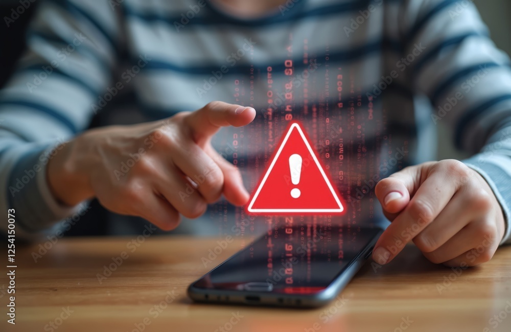 Leinwandbilder system hacked warning alert on smartphone. cyber attack on computer network, virus, spyware, malware