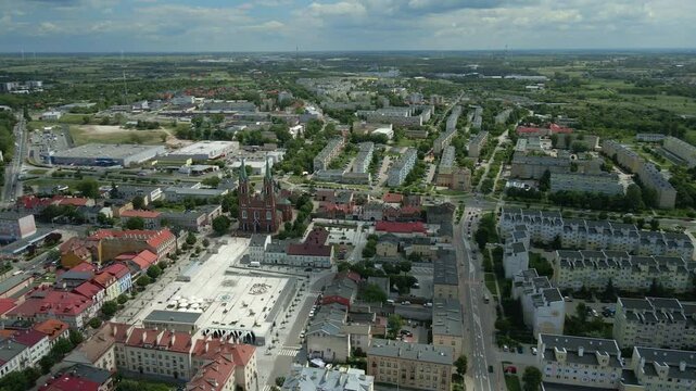 Miasto Kutno, Polska, powiat kutnowski, wojew&oacute;dztwo Ł&oacute;dzkie, panorama miasta z drona