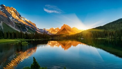 Obraz premium mountain lake reflection