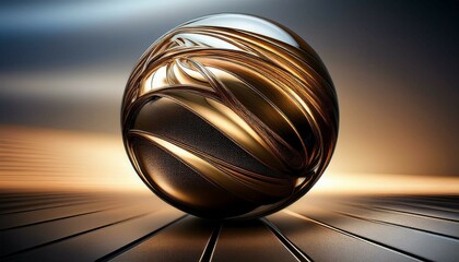 Obraz premium golden sphere on black background