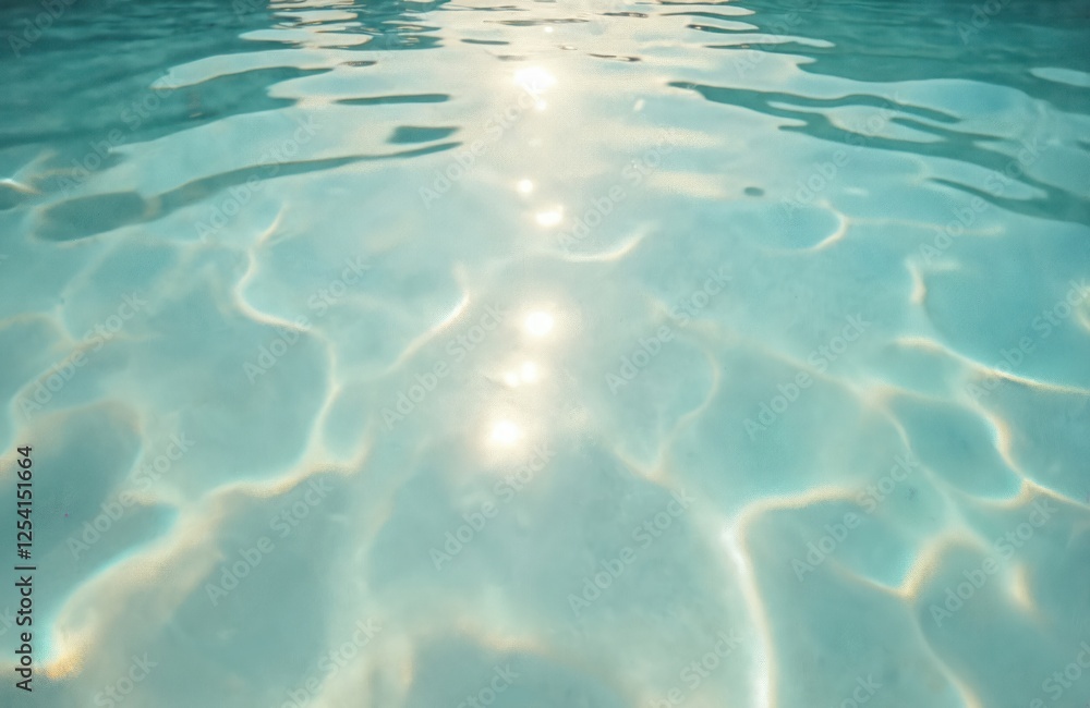Aufkleber abstract blue and white sea water background with sun light reflection. clear turquoise ocean surfac