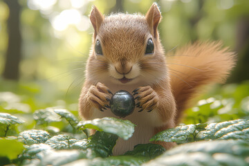 Obraz premium A diverse group of animals huddle together in a dark forest, eyes wide with fear as they prepare to face an unseen threat approaching from the shadows.