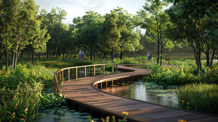 Photo-realistic rendering of a curved wooden design