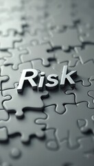 Obraz premium Close-up of puzzle pieces with the word Risk. Business strategy solution, corporate danger assessment with challenge, compliance and project planning. Economic managing and hazard analysis concept.