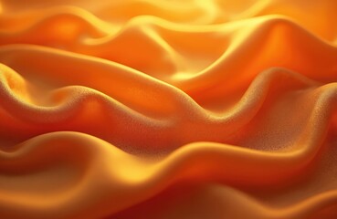Obraz premium Shiny orange satin flowing fabric. Soft silk cloth wave, elegant luxurious wallpaper, smooth textile abstract background. Fashion clothes material, gold light, decorative shape.