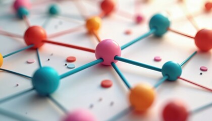 Vibrant 3D clay network icon for dynamic marketing, digital communication. Connectivity representation featuring colorful, engaging design with connection, networking, collaboration abstract concept.