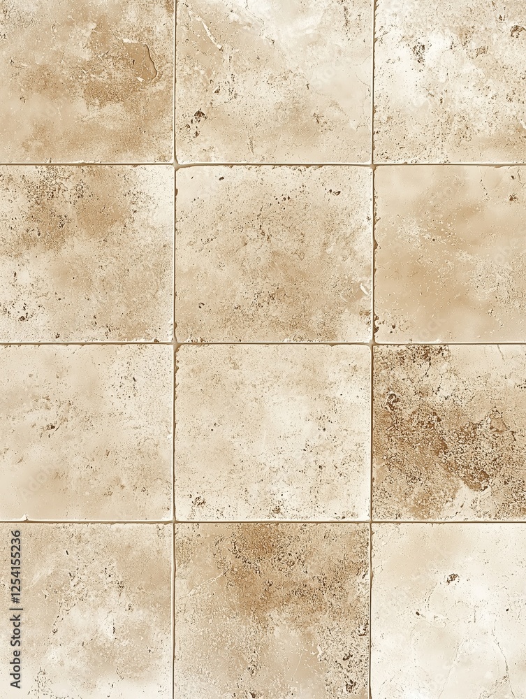 Poster textured beige tiles arranged in a grid pattern. a neutral backdrop for interior design, showcasing 