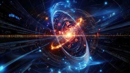 Quantum System Illuminated by Swirling Binary Data