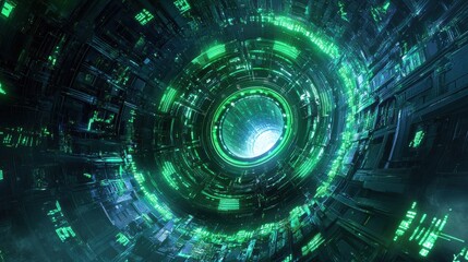 Obraz premium Quantum Processor Glowing with Intricate Binary Hold