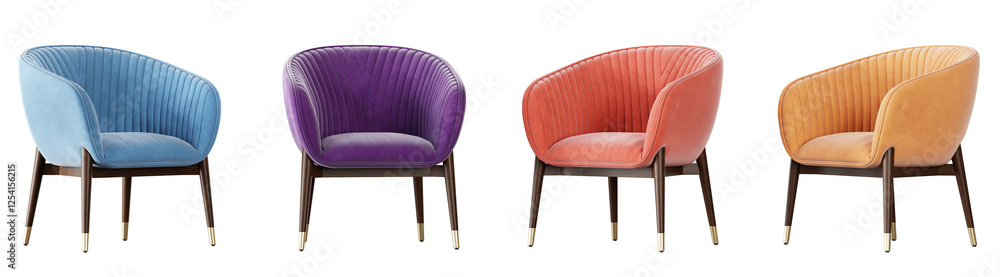 Aufkleber armchair set isolated on transparent background. 3d render. 3d illustration.