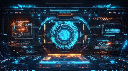 Fototapeta premium Holographic Quantum Interface Glowing with Vibrant 3 Standard V2-6x.