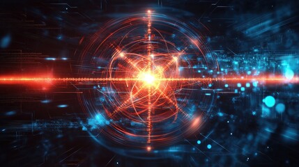 High-tech Quantum System Glowing with Binary Circuits