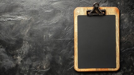 Empty background with a black clipboard and a menu board. 