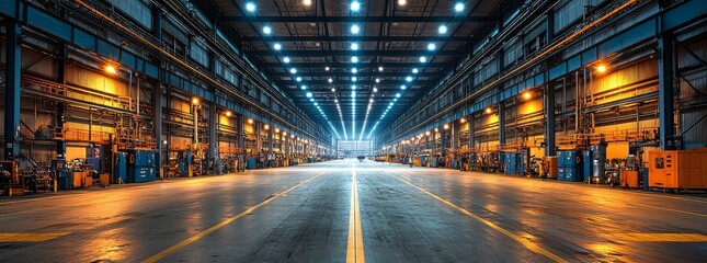 Fototapeta premium Fiberglass production industry equipment during manufacturing, captured with a wide-angle lens