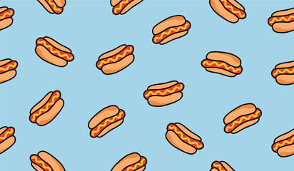 Cute cheese hot dog pattern background vector design