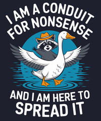 I Am A Conduit For Nonsense Funny Cowboy Raccoon Meme Retro