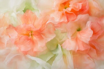 Vibrant pink and peach blossoms blend harmoniously against a soft, delicate background, creating a serene floral composition. Springtime blooming season backdrop