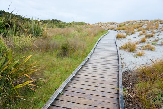 Boardwalk on New Zealand's West Coast Through the Sand Dunes – Scenic Coastal Path