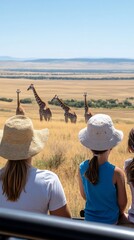 Family safari giraffes savanna viewing