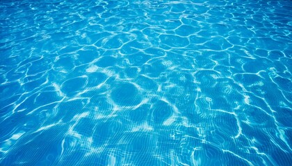 Fototapeta premium Blue water in the pool. Water texture. Swimming pool water background. Water with ripples. Water ripple.